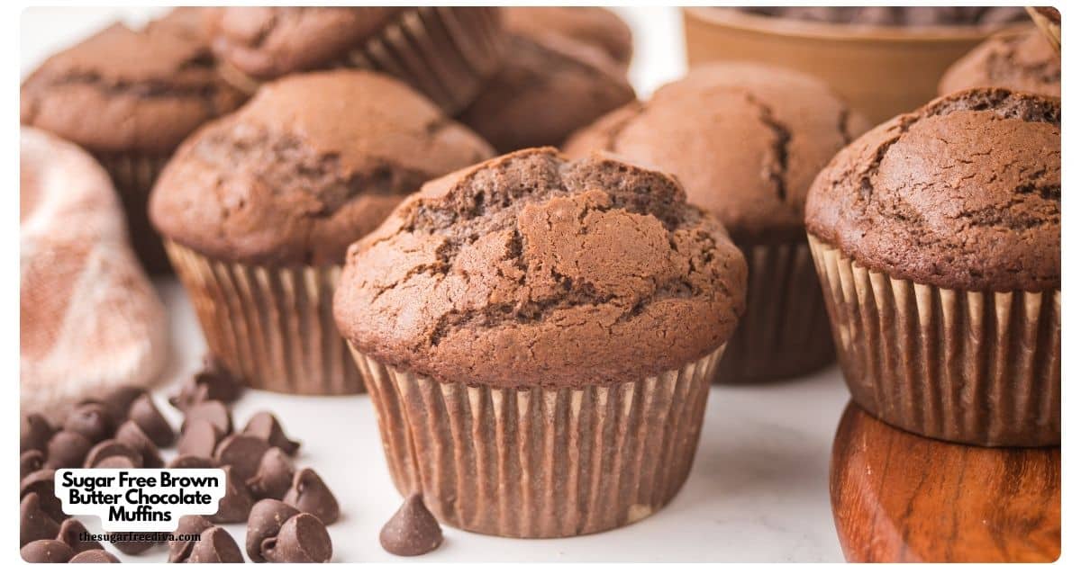 Sugar Free Brown Butter Chocolate Muffins- a delicious recipe for tender and fluffy muffins bursting with deep caramelized flavor and made with no added sugar. Sugar Free Brown Butter Chocolate Muffins- a delicious recipe for tender and fluffy muffins bursting with deep caramelized flavor and made with no added sugar.