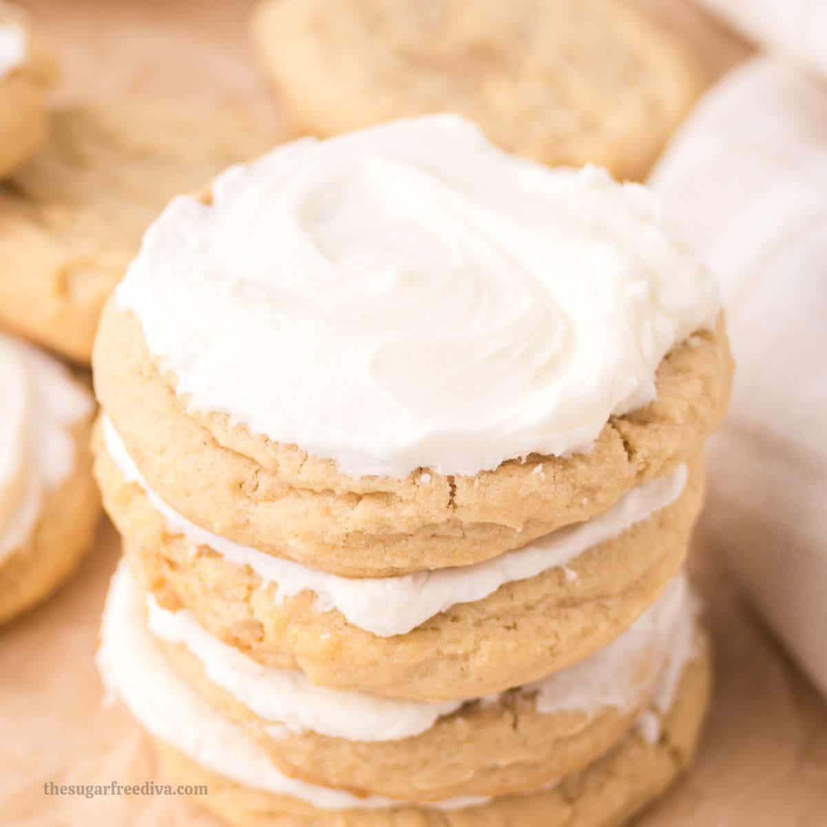 Sugar Free Kentucky Butter Cookies, a no added sugar cookie recipe for buttery soft cookies with a 3 ingredient glaze frosting. Sugar Free Kentucky Butter Cookies, a no added sugar cookie recipe for buttery soft cookies with a 3 ingredient glaze frosting.