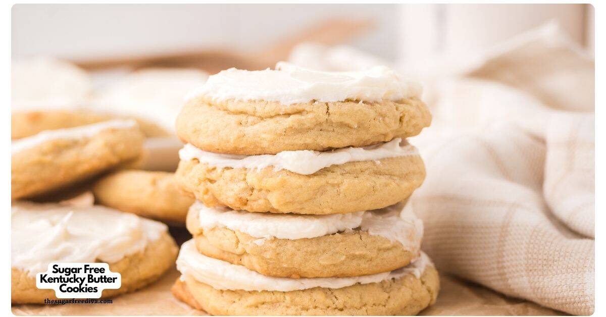 Sugar Free Kentucky Butter Cookies, a no added sugar cookie recipe for buttery soft cookies with a 3 ingredient glaze frosting. Sugar Free Kentucky Butter Cookies, a no added sugar cookie recipe for buttery soft cookies with a 3 ingredient glaze frosting.