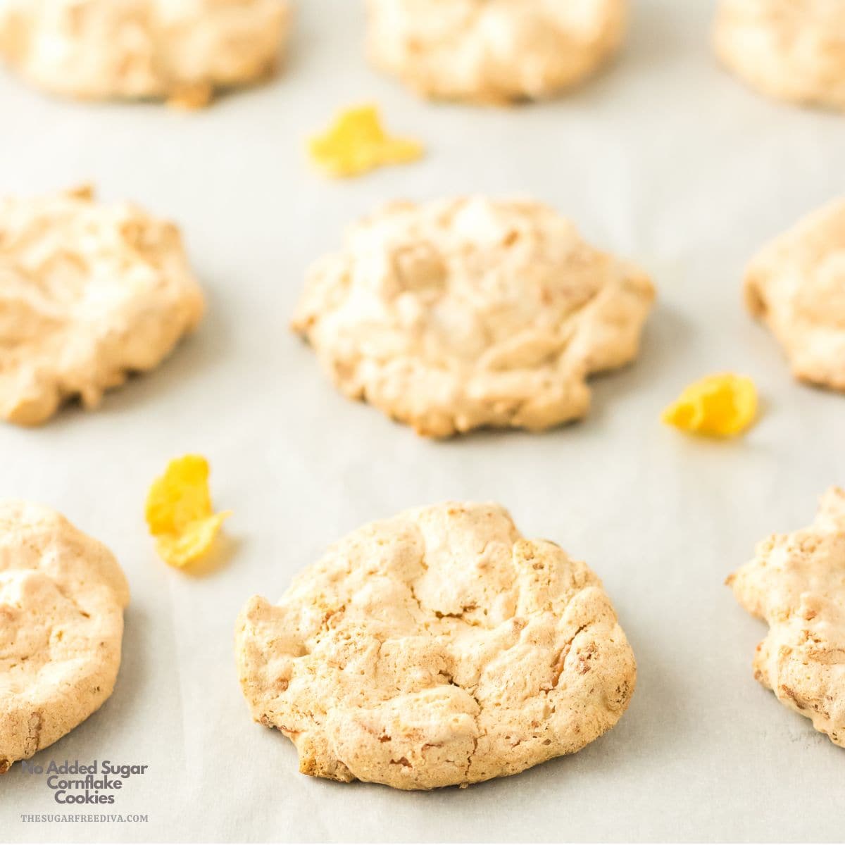 No Added Sugar Cornflake Cookies, an easy sugar free recipe for flavorful cookies with a chewy center with a signature shatter-crisp exterior. No Added Sugar Cornflake Cookies, an easy sugar free recipe for flavorful cookies with a chewy center with a signature shatter-crisp exterior