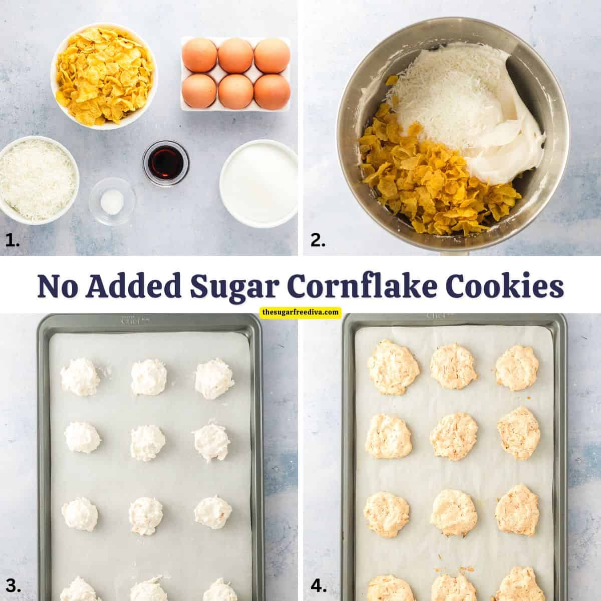 No Added Sugar Cornflake Cookies, an easy sugar free recipe for flavorful cookies with a chewy center with a signature shatter-crisp exterior. No Added Sugar Cornflake Cookies, an easy sugar free recipe for flavorful cookies with a chewy center with a signature shatter-crisp exterior