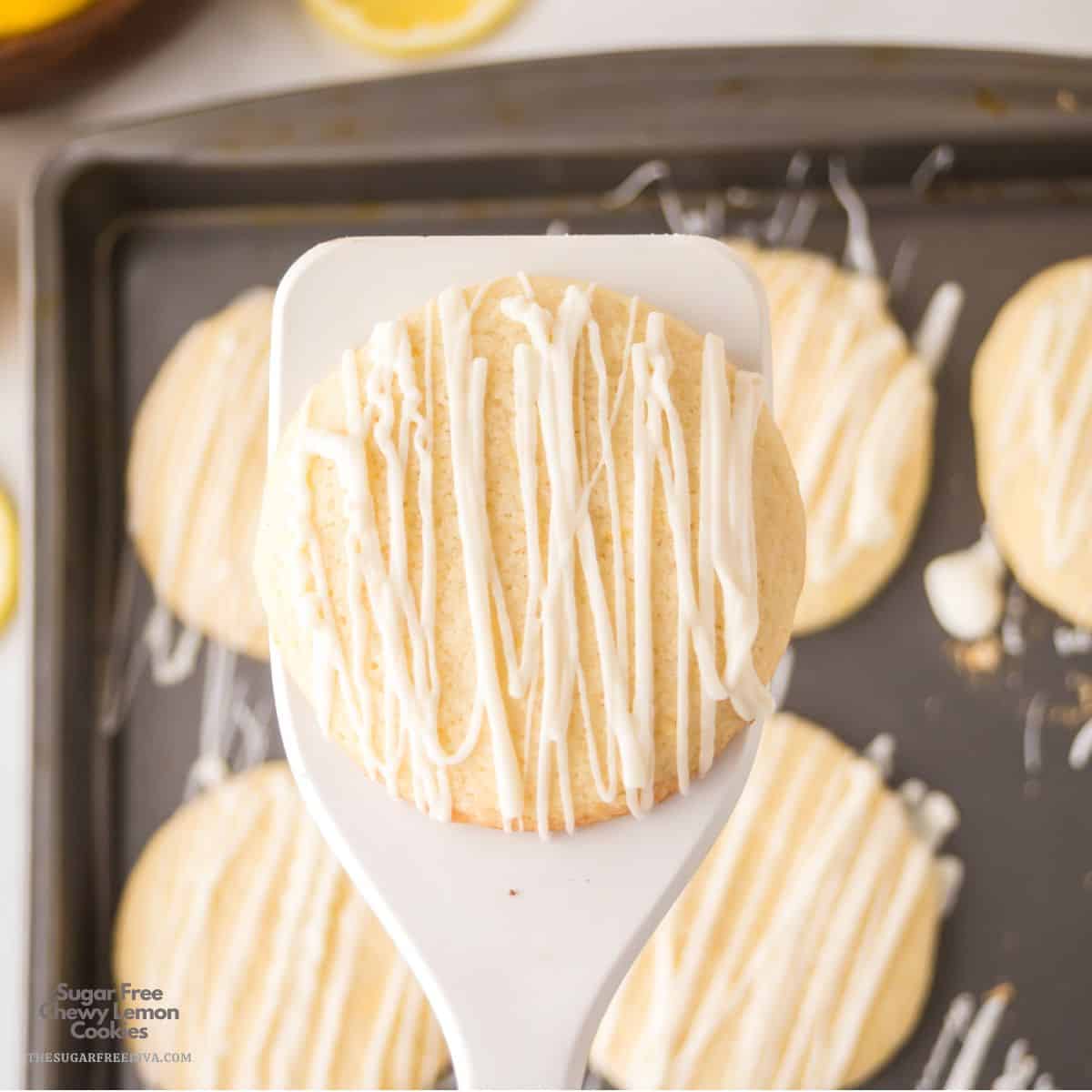 Sugar Free Chewy Lemon Cookies- the ultimate no added sugar recipe for chewy cookies! Easy, soft, fudgy, and packed with citrus flavor