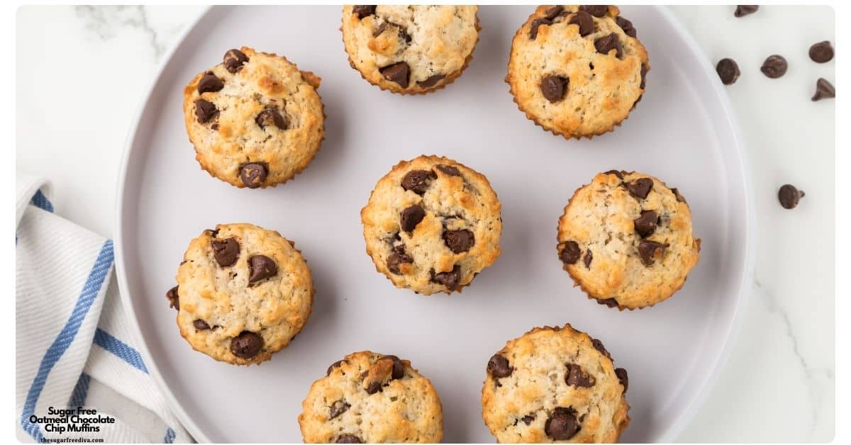 Sugar Free Oatmeal Chocolate Chip Muffins,