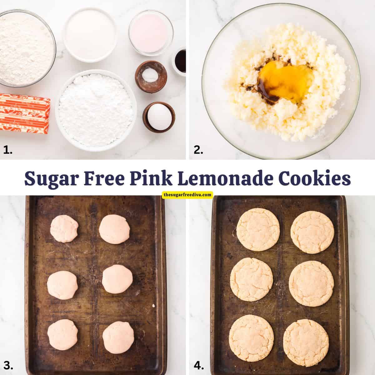 Sugar Free Pink Lemonade Cookies, soft, tangy cookies bursting with lemon flavor and topped with a creamy buttery frosting. Sugar Free Pink Lemonade Cookies, soft, tangy cookies bursting with lemon flavor and topped with a creamy buttery frosting.