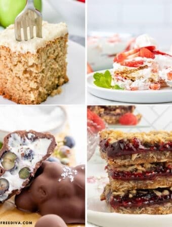40 No Added Sugar Recipes Made With Fruit, all delicious decadent, guilt-free, and sugar free, Including cakes, muffins, and ice cream.