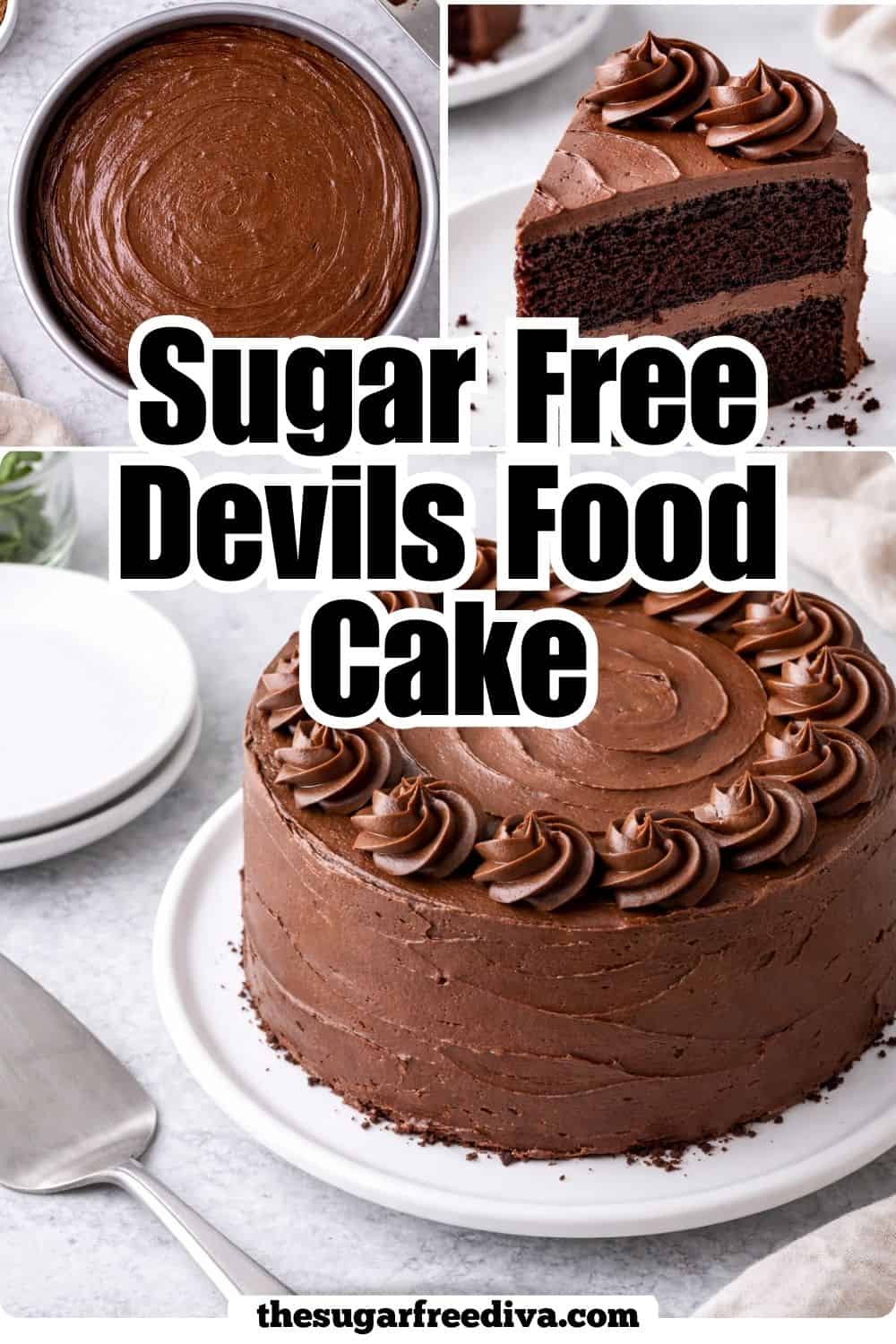Sugar Free Devil's Food Cake, a delicious cake recipe with a deep chocolate flavor, soft velvety crumb, and incredibly moist texture and no added sugar. Sugar Free Devils Food Cake, a delicious cake recipe with a deep chocolate flavor, soft velvety crumb, and incredibly moist texture and no added sugar
