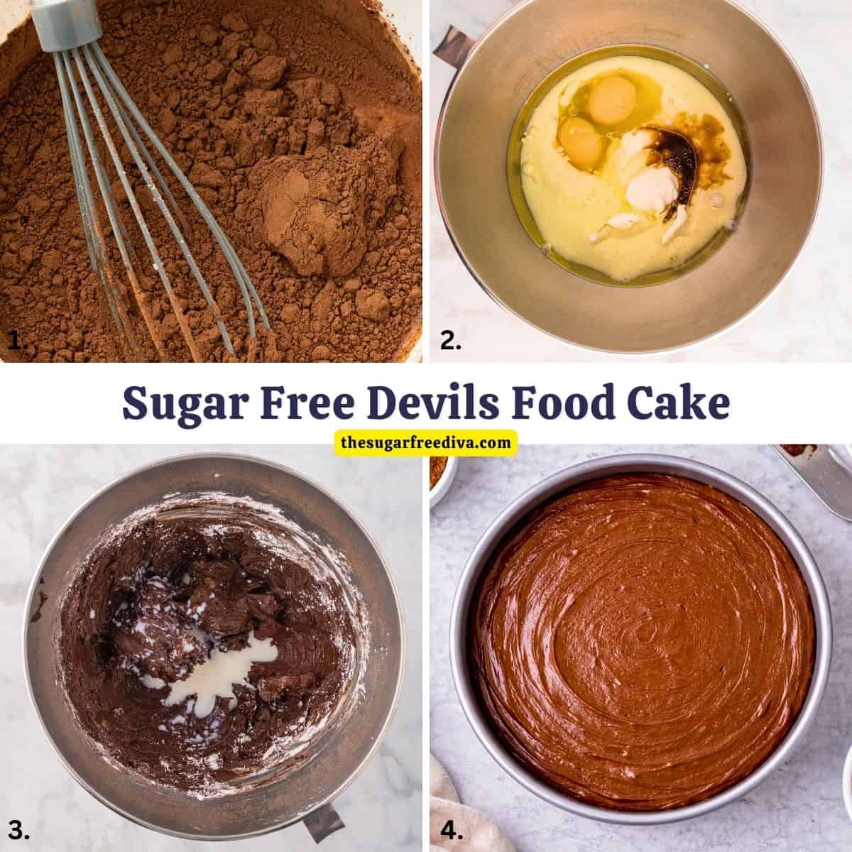 Sugar Free Devil's Food Cake, a delicious cake recipe with a deep chocolate flavor, soft velvety crumb, and incredibly moist texture and no added sugar. Sugar Free Devils Food Cake, a delicious cake recipe with a deep chocolate flavor, soft velvety crumb, and incredibly moist texture and no added sugar.