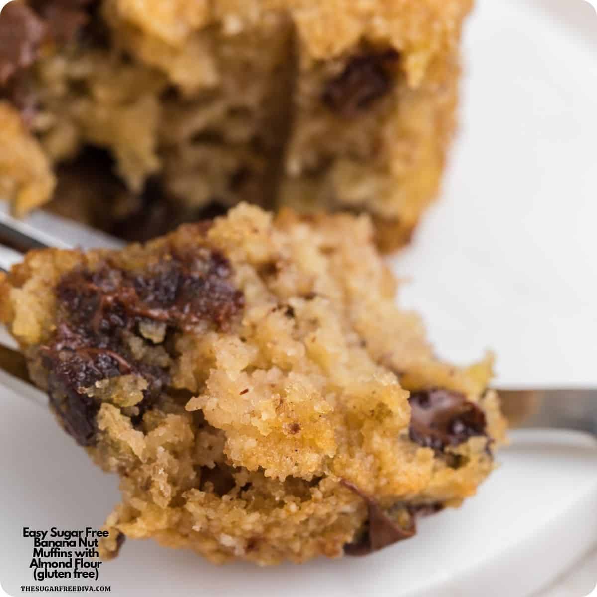 Sugar Free Banana Nut Muffins with Almond Flour loaded with walnuts and gooey chocolate chips for the ultimate guilt-free treat! Sugar Free Banana Nut Muffins with Almond Flour loaded with walnuts and gooey chocolate chips for the ultimate guilt-free treat!