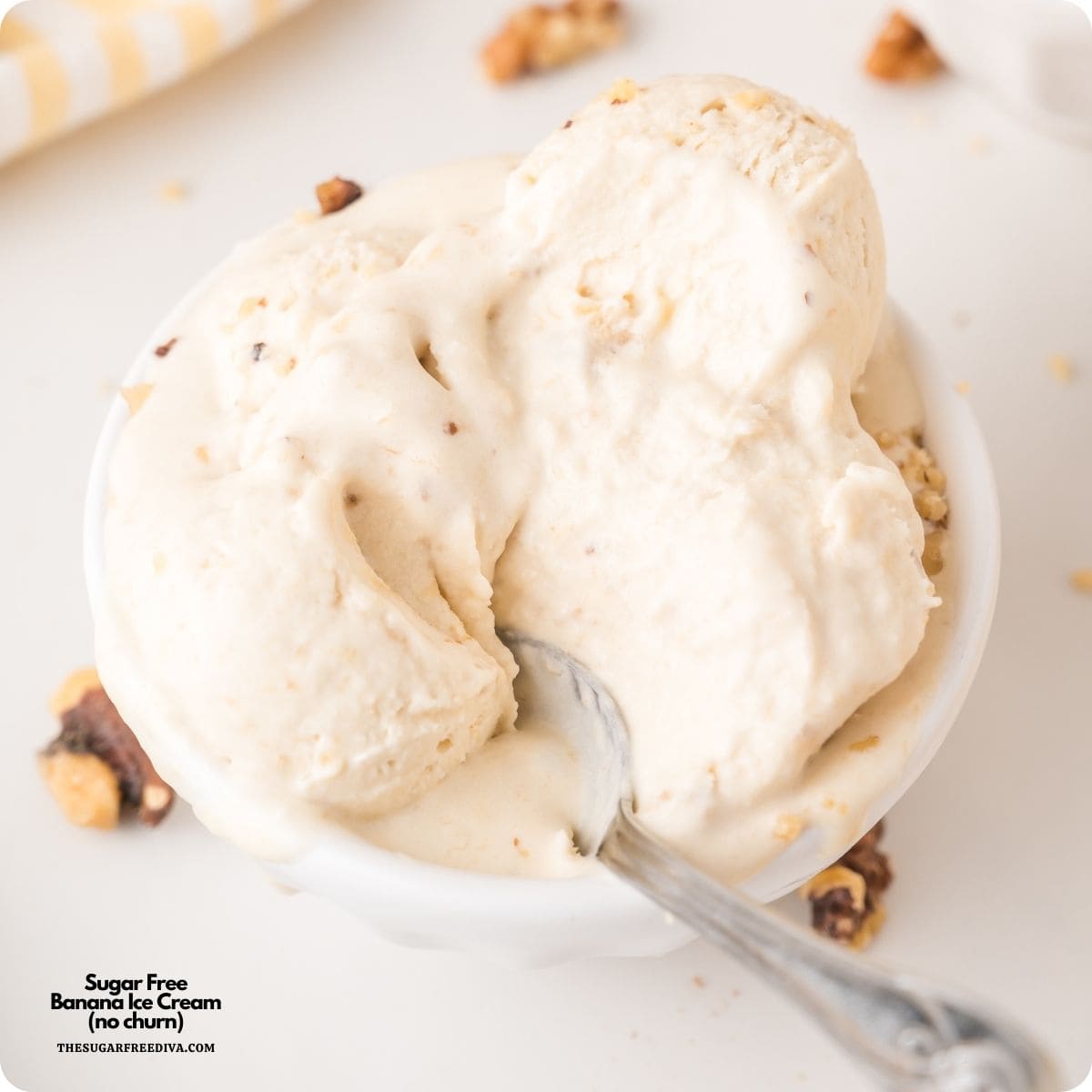 Sugar Free Banana Ice Cream, a 4-ingredient no-churn recipe for creamy ice cream made in about 10 minutes with no special equipment. Sugar Free Banana Ice Cream, a 4-ingredient no-churn recipe for creamy ice cream made in about 10 minutes with no special equipment.