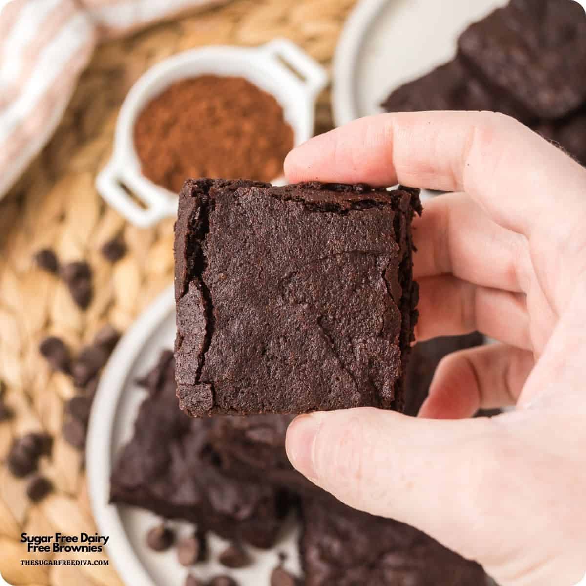 Sugar Free Dairy Free Brownies. Easy to bake Midnight Silk Fudgies using Dutch-process cocoa and coconut oil to create a dense, fudgy texture!