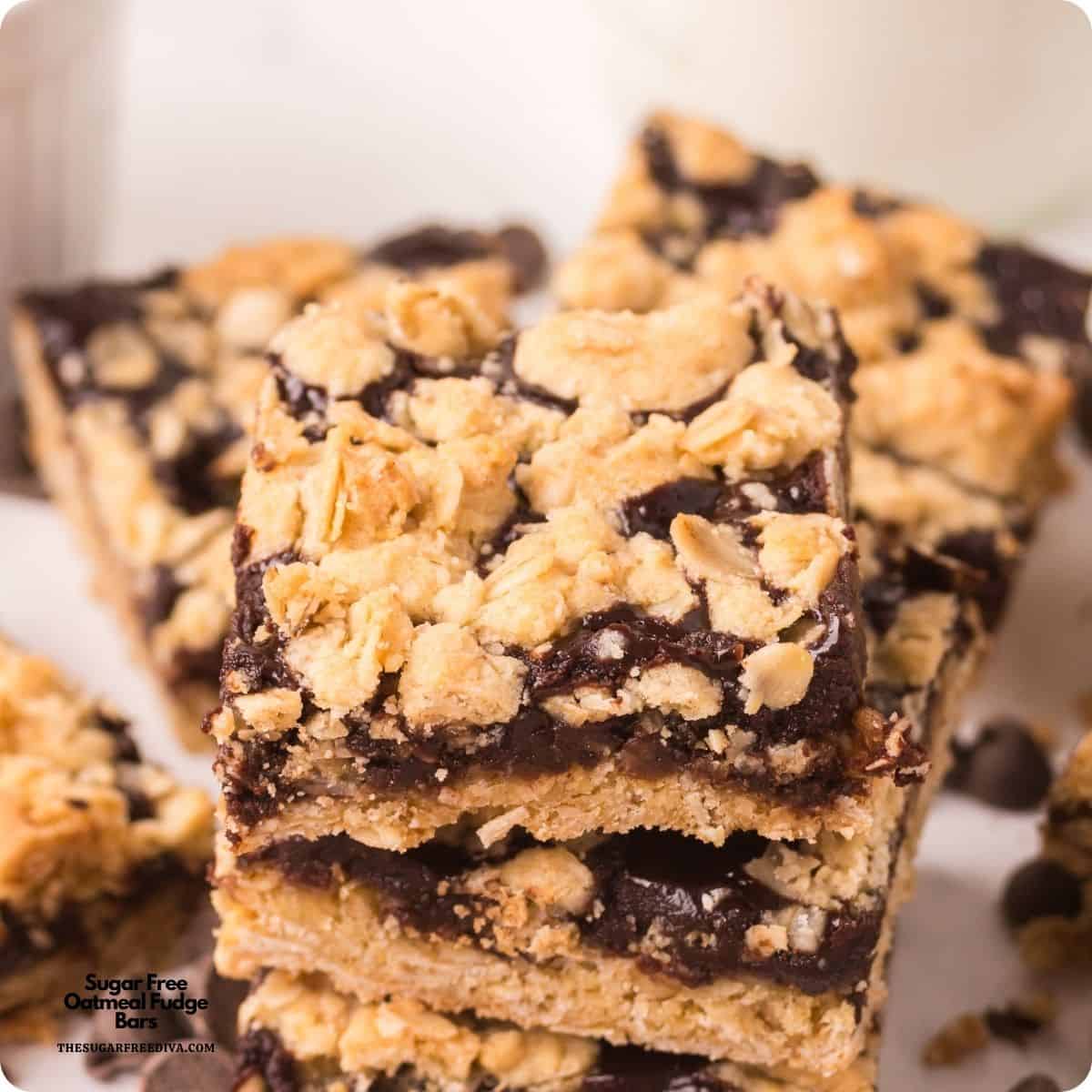Sugar Free Oatmeal Fudge Bars, chewy and fudgy bars packed with fiber-rich oats and a smooth chocolate center. Perfect for a healthy snack! Sugar Free Oatmeal Fudge Bars, chewy and fudgy bars packed with fiber-rich oats and a smooth chocolate center. Perfect for a healthy snack!