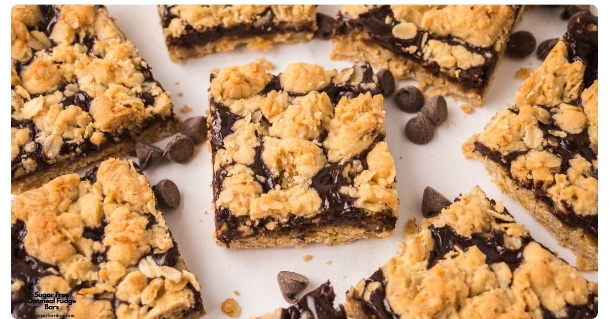 Sugar Free Oatmeal Fudge Bars, chewy and fudgy bars packed with fiber-rich oats and a smooth chocolate center. Perfect for a healthy snack! Sugar Free Oatmeal Fudge Bars, chewy and fudgy bars packed with fiber-rich oats and a smooth chocolate center. Perfect for a healthy snack!