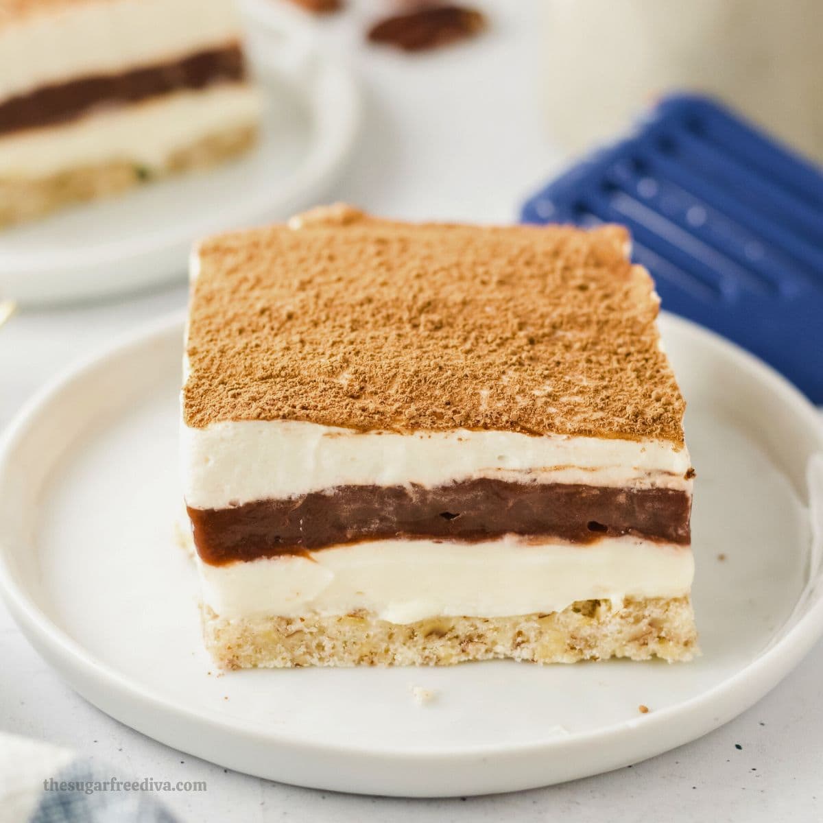 Sugar Free Robert Redford Dessert Recipe, a decadent 4 Layer Chocolate Pudding Dessert on a a buttery pecan shortbread crust. No added sugar. Sugar Free Robert Redford Dessert Recipe, a decadent 4 Layer Chocolate Pudding Dessert on a a buttery pecan shortbread crust. No added sugar.