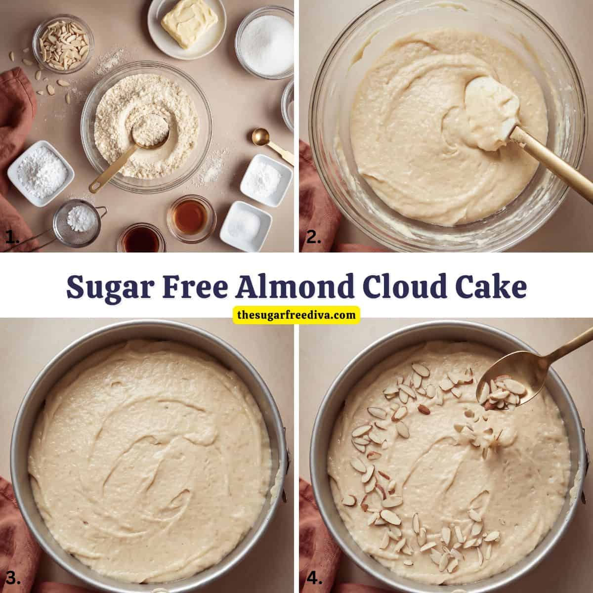 Sugar Free Almond Cloud Cake, a soft, buttery almond flour cake with a delicate crumb, topped with crunchy slivered almonds. Keto GF Sugar Free Almond Cloud Cake, a soft, buttery almond flour cake with a delicate crumb, topped with crunchy slivered almonds. Keto GF