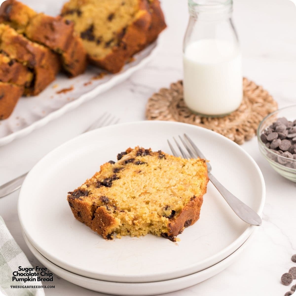 Sugar Free Chocolate Chip Pumpkin Bread, An easy moist and flavorful quick bread recipe perfect for breakfast, snacks, or fall baking. Sugar Free Chocolate Chip Pumpkin Bread, An easy moist and flavorful quick bread recipe perfect for breakfast, snacks, or fall baking.