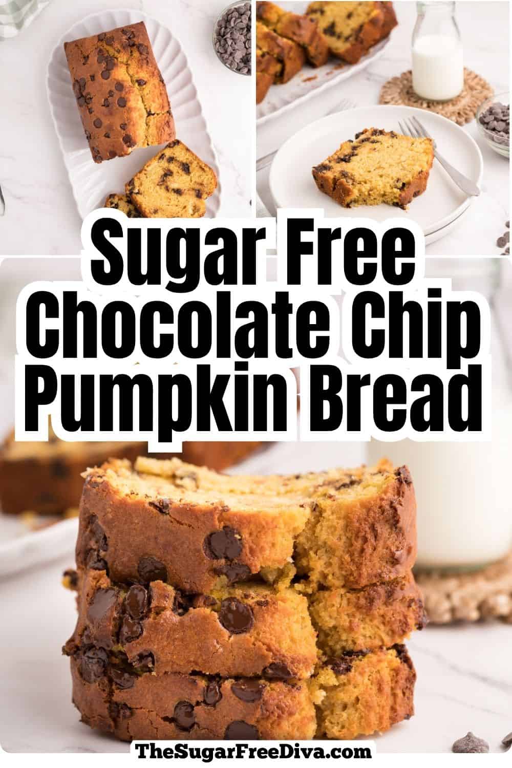 Sugar Free Chocolate Chip Pumpkin Bread, An easy moist and flavorful quick bread recipe perfect for breakfast, snacks, or fall baking. Sugar Free Chocolate Chip Pumpkin Bread, An easy moist and flavorful quick bread recipe perfect for breakfast, snacks, or fall baking.