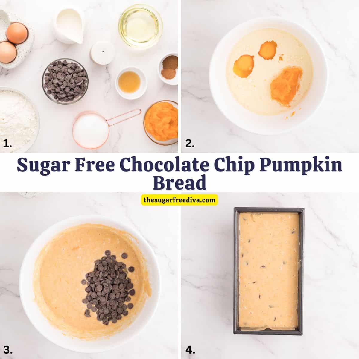 Sugar Free Chocolate Chip Pumpkin Bread, An easy moist and flavorful quick bread recipe perfect for breakfast, snacks, or fall baking. Sugar Free Chocolate Chip Pumpkin Bread, An easy moist and flavorful quick bread recipe perfect for breakfast, snacks, or fall baking.