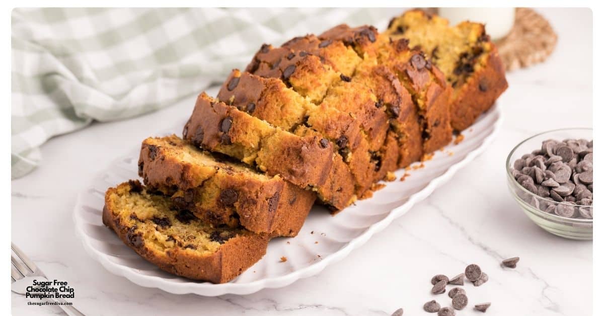 Sugar Free Chocolate Chip Pumpkin Bread, An easy moist and flavorful quick bread recipe perfect for breakfast, snacks, or fall baking. Sugar Free Chocolate Chip Pumpkin Bread, An easy moist and flavorful quick bread recipe perfect for breakfast, snacks, or fall baking.