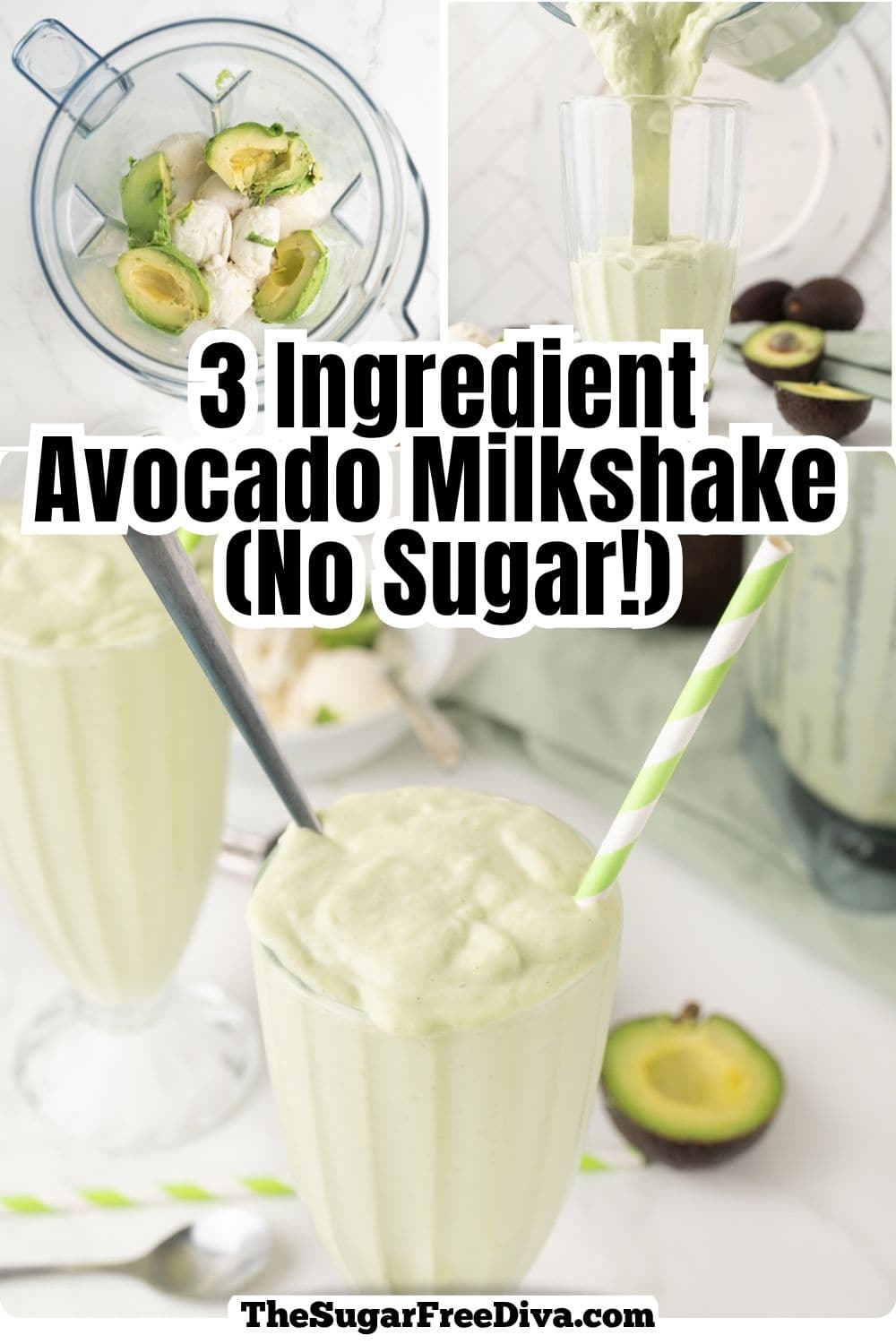 3 Ingredient Avocado Milkshake, a quick and easy recipe for a creamy and delicious treat made with simple ingredients and no added sugar . 3 Ingredient Avocado Milkshake (No Sugar!)