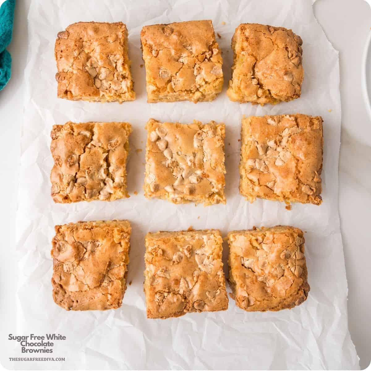 Sugar Free White Chocolate Brownies, an easy no added sugar dessert recipe for rich, chewy, dessert perfect for satisfying your sweet tooth!