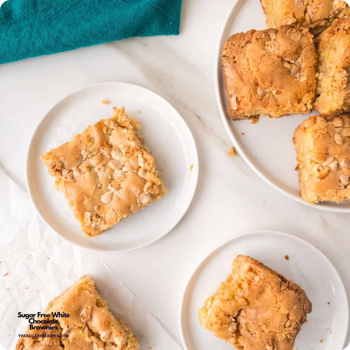 Sugar Free White Chocolate Brownies, an easy no added sugar dessert recipe for rich, chewy, dessert perfect for satisfying your sweet tooth! Sugar Free White Chocolate Brownies, an easy no added sugar dessert recipe for rich, chewy, dessert perfect for satisfying your sweet tooth!