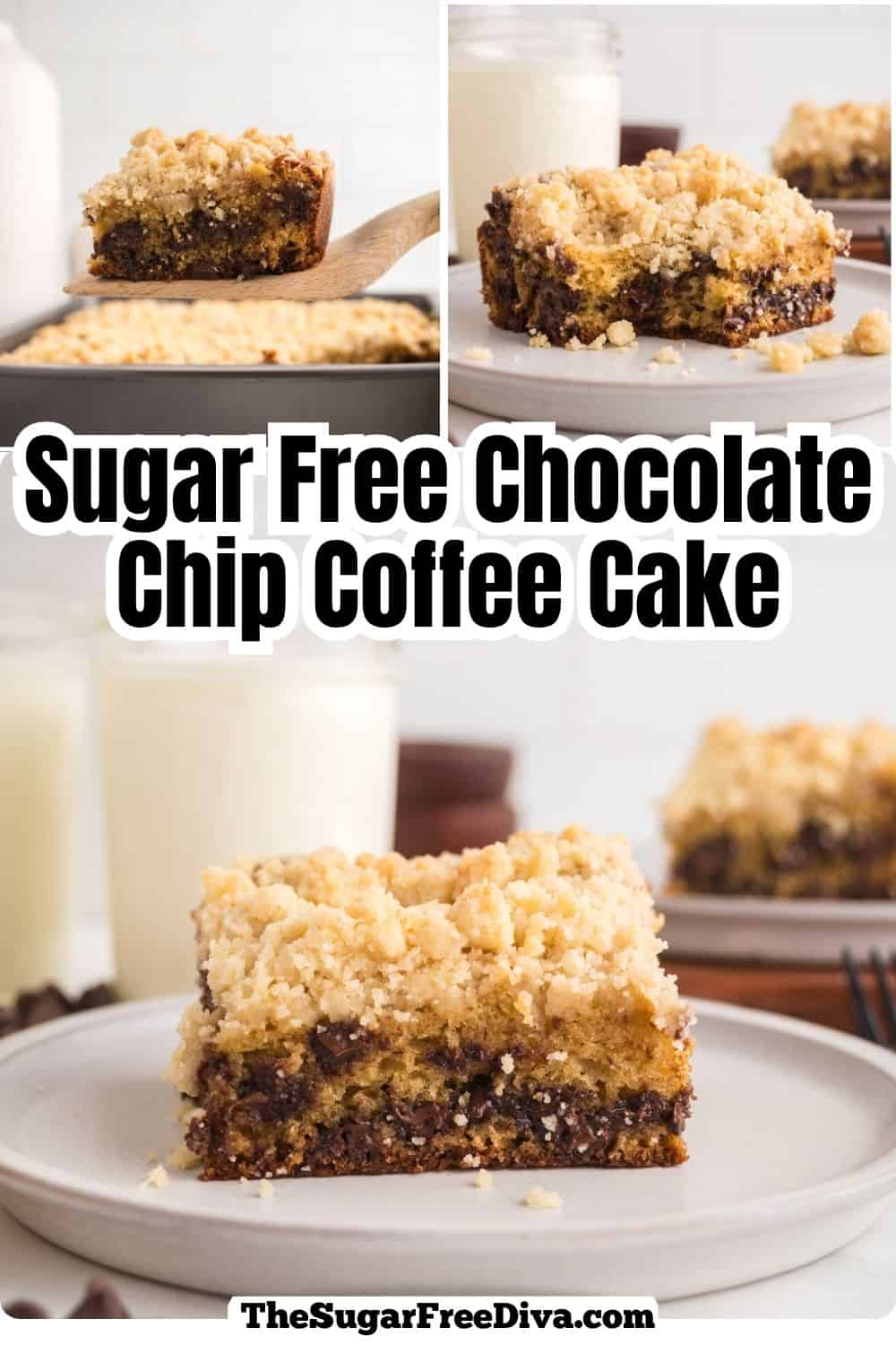 Sugar Free Chocolate Chip Coffee Cake, made with Greek yogurt, rich chocolate chips, and simple pantry ingredients. An easy and tasty treat! Sugar Free Chocolate Chip Coffee Cake, made with Greek yogurt, rich chocolate chips, and simple pantry ingredients. An easy and tasty treat!