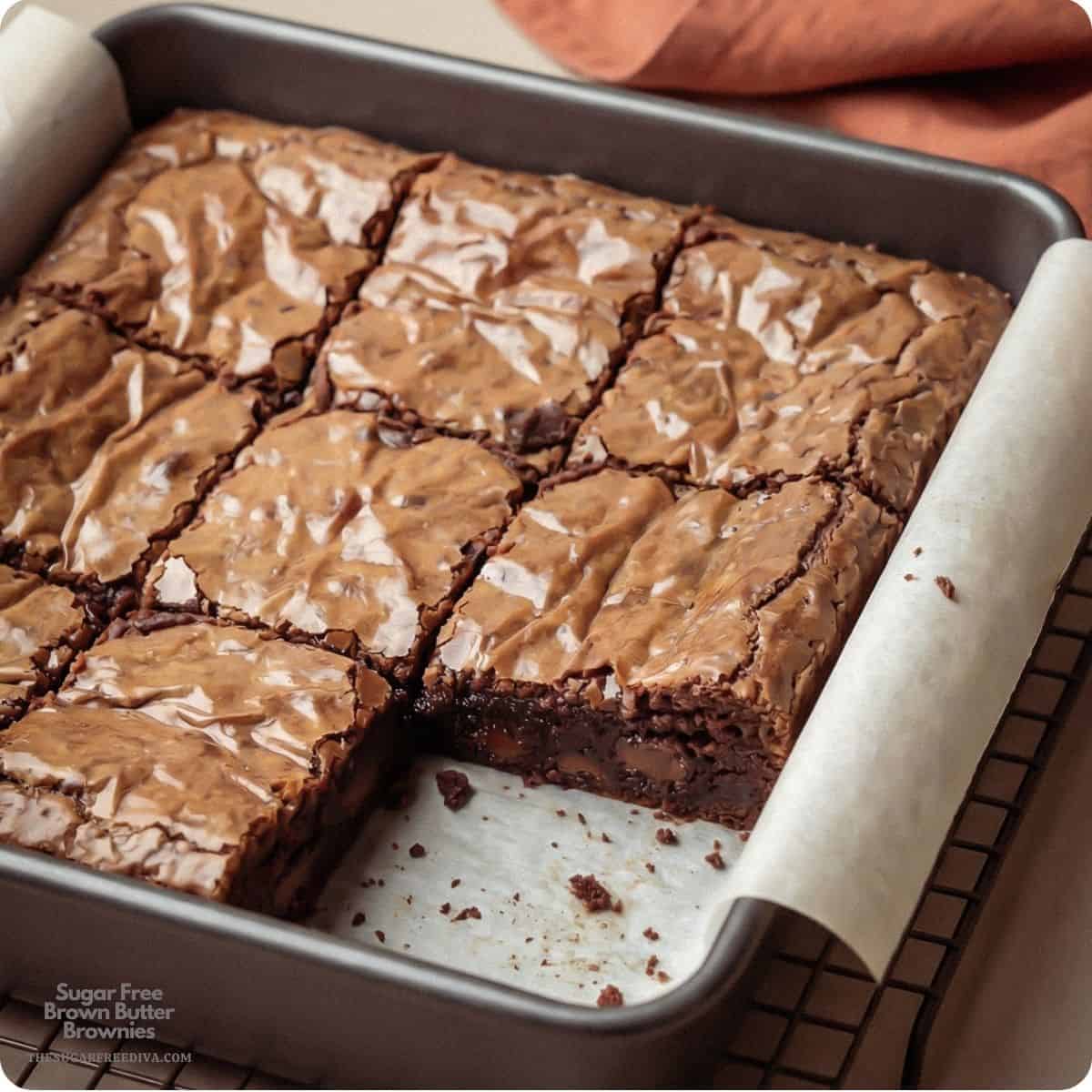 Sugar Free Brown Butter Brownies, An easy no added sugar dessert that is decadent, chewy, and perfect for satisfying chocolate cravings. Sugar Free Brown Butter Brownies, An easy no added sugar dessert that's decadent, chewy, and perfect for satisfying chocolate cravings.