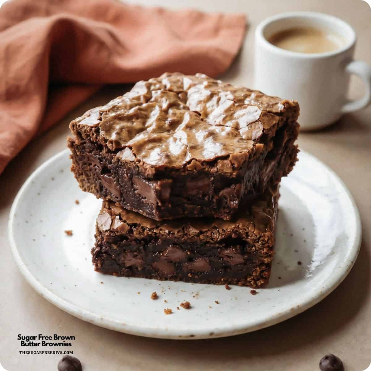 Sugar Free Brown Butter Brownies, An easy no added sugar dessert that is decadent, chewy, and perfect for satisfying chocolate cravings. Sugar Free Brown Butter Brownies, An easy no added sugar dessert that's decadent, chewy, and perfect for satisfying chocolate cravings.
