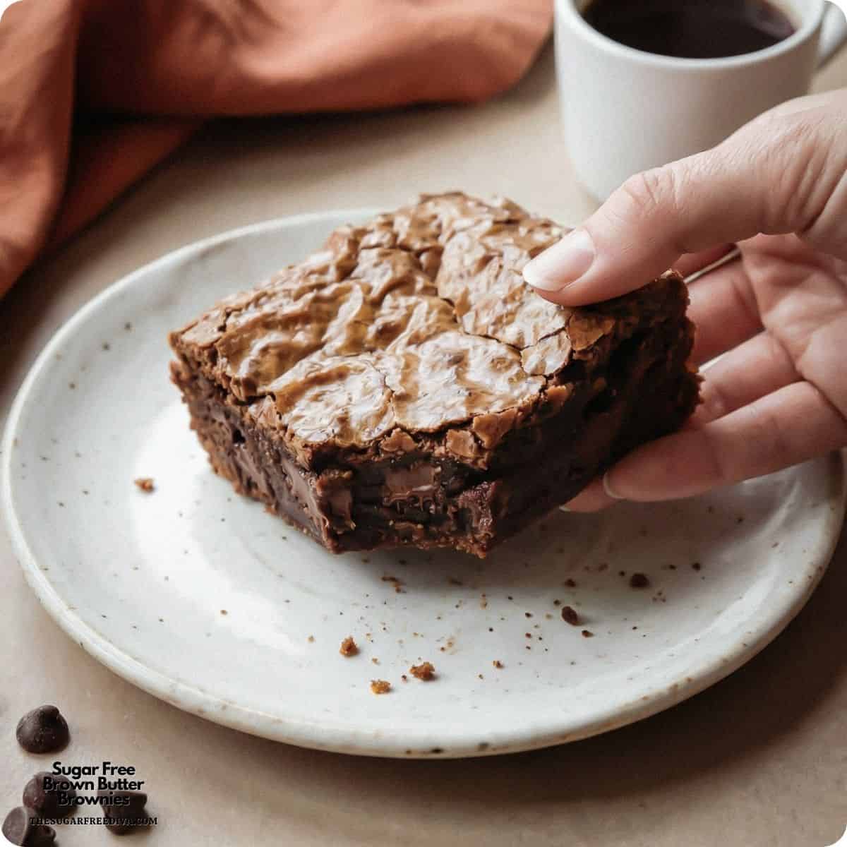 Sugar Free Brown Butter Brownies, An easy no added sugar dessert that is decadent, chewy, and perfect for satisfying chocolate cravings. Sugar Free Brown Butter Brownies, An easy no added sugar dessert that's decadent, chewy, and perfect for satisfying chocolate cravings.