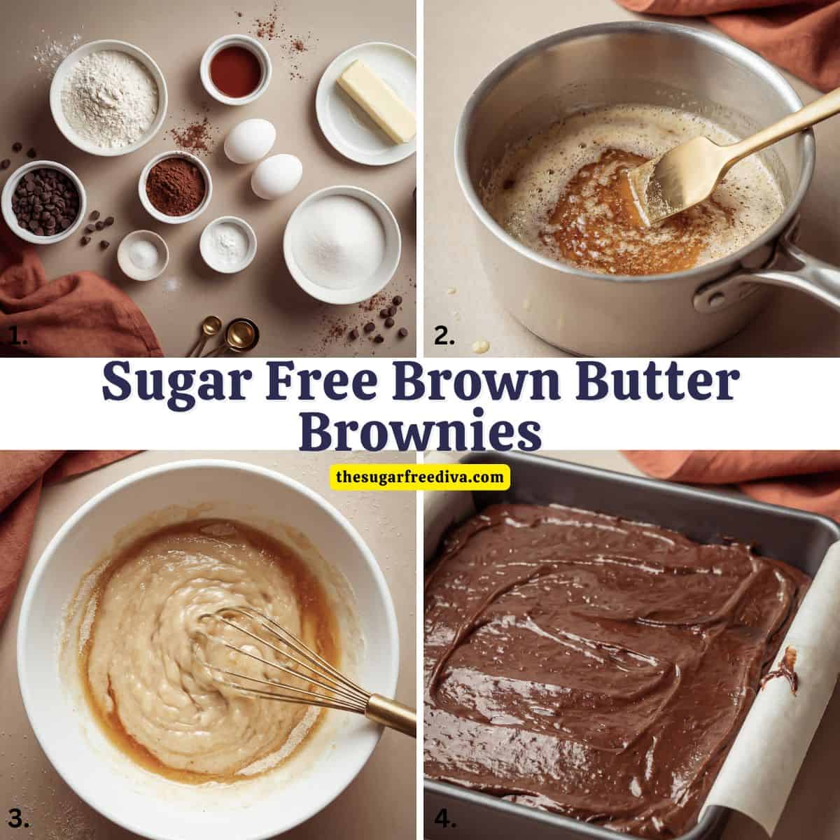 Sugar Free Brown Butter Brownies, An easy no added sugar dessert that is decadent, chewy, and perfect for satisfying chocolate cravings. Sugar Free Brown Butter Brownies, An easy no added sugar dessert that's decadent, chewy, and perfect for satisfying chocolate cravings.