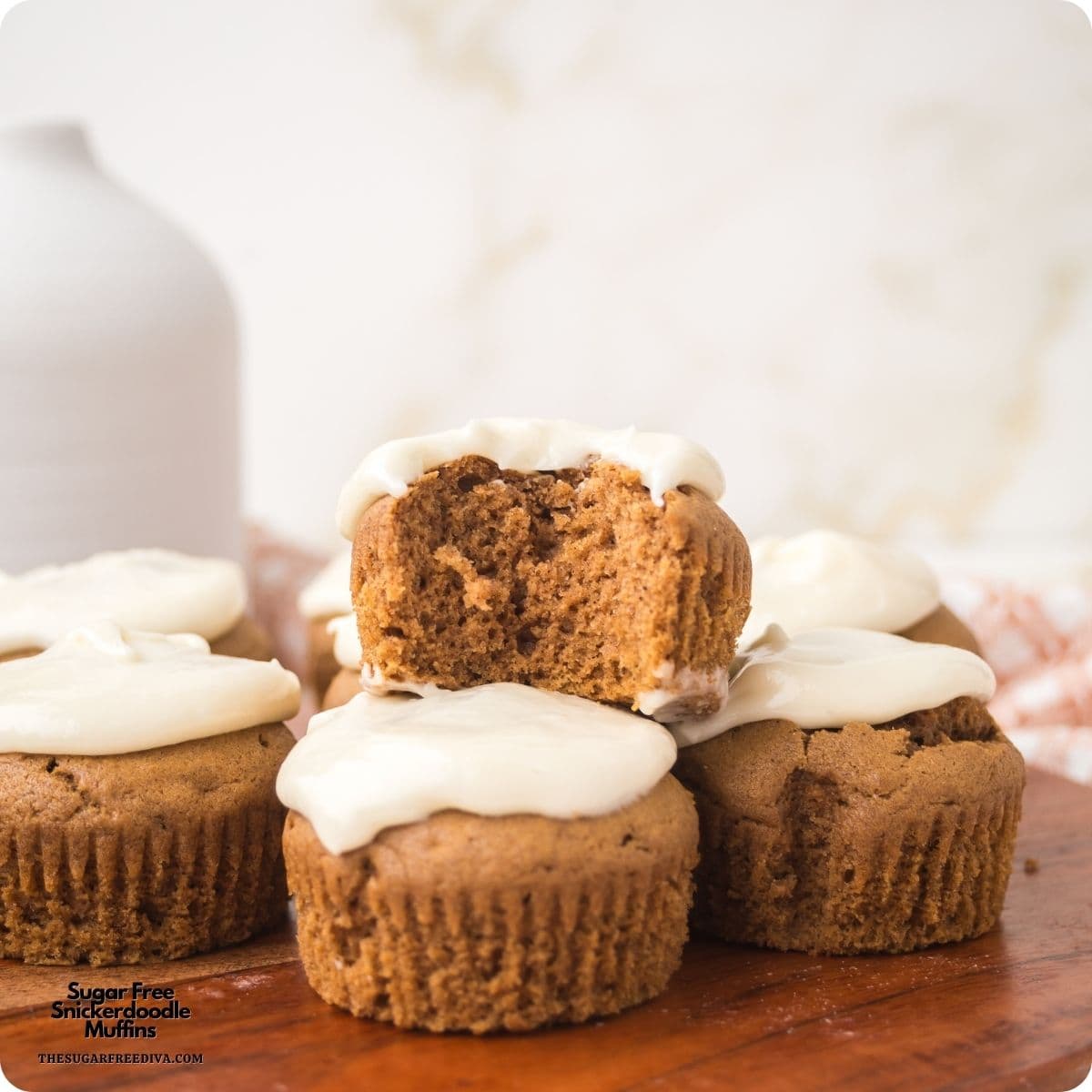 These Sugar Free Snickerdoodle Muffins are soft, fluffy, and packed with warm cinnamon flavor. Topped with a creamy cream cheese frosting, they're the perfect sugar-free breakfast, snack, or dessert.