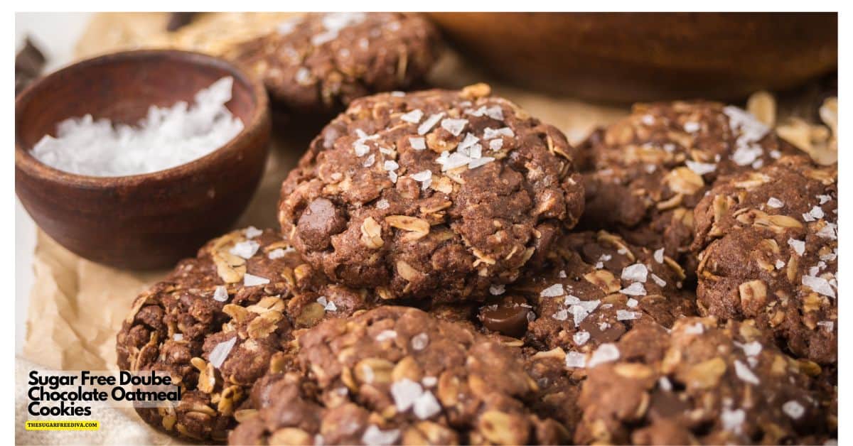 Sugar Free Double Chocolate Oatmeal Cookies are rich, chewy, and packed with chocolate in every bite! Made with oats, cocoa powder, and sugar-free chocolate chips, these easy cookies are perfect for dessert, snacks, or holiday cookie trays