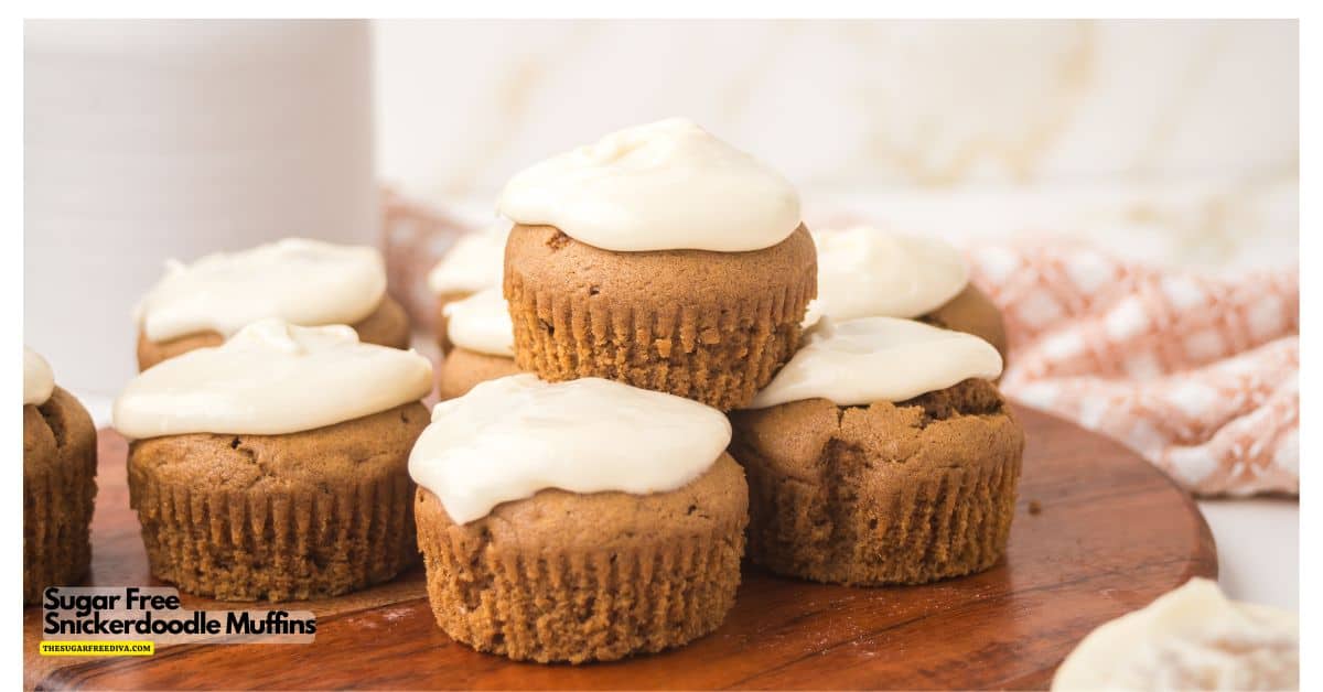 These Sugar Free Snickerdoodle Muffins are soft, fluffy, and packed with warm cinnamon flavor. Topped with a creamy cream cheese frosting, they're the perfect sugar-free breakfast, snack, or dessert.